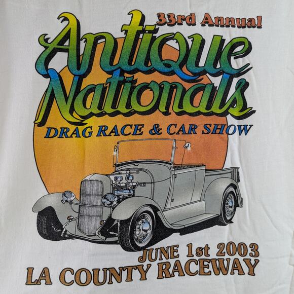 Vintage 2003 Mens Drag Racing Large T-Shirt POOR Antique Nationals Car Show 33rd - Picture 4 of 9